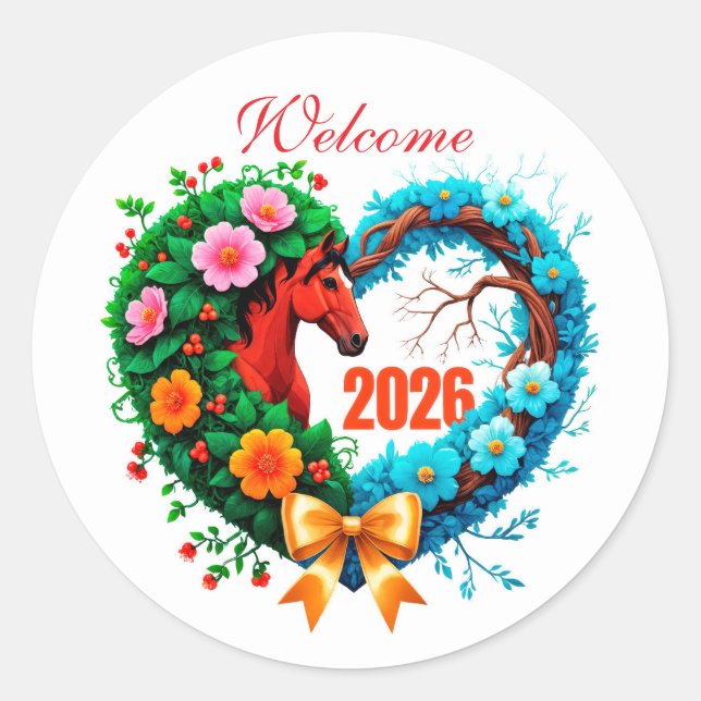 Pegatina Redonda Bienvenido 2026 (Anverso)
