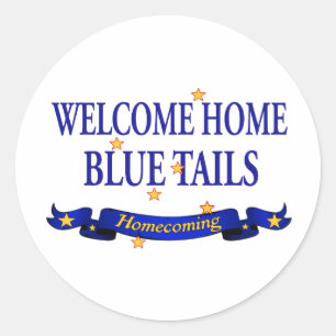 Pegatina Redonda Bienvenido a Casa Blue Tails