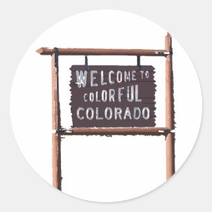 Pegatina Redonda bienvenido a colorado colorido