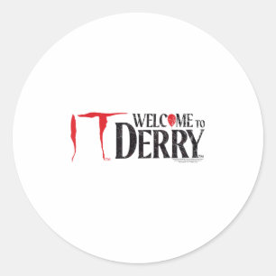 Pegatina Redonda Bienvenido A Derry Vintage Molesto Logo Horro
