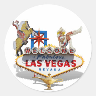 Pegatina Redonda Bienvenido a Las Vegas