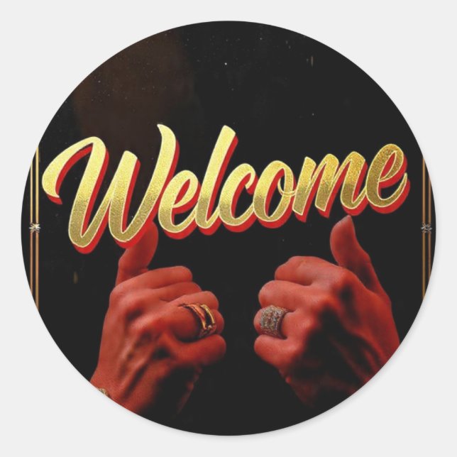 Pegatina Redonda Bienvenido a todos  (Anverso)