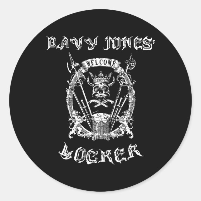 Pegatina Redonda Bienvenido Al Fondo Pirata De Davy Jones Locker (Anverso)