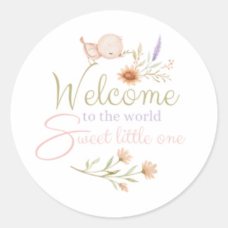 Pegatina Redonda Bienvenido Al Mundo Bebe Stickers