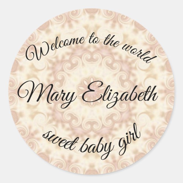Pegatina Redonda bienvenido al mundo dulce bebé (Anverso)