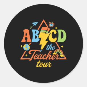 Pegatina Redonda Bienvenido De Nuevo Al Profesor Abcd De La Escuela