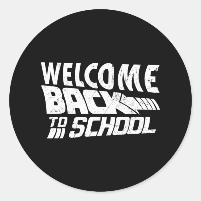 Pegatina Redonda Bienvenido de vuelta a la escuela, primer día de c (Anverso)