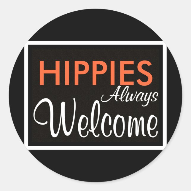 Pegatina Redonda Bienvenido siempre a HIPPIES (Anverso)