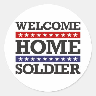 Pegatina Redonda Bienvenido soldado de casa