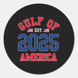 Pegatina Redonda Bienvenidos A America Gulf Est 2025 Bandera Estado