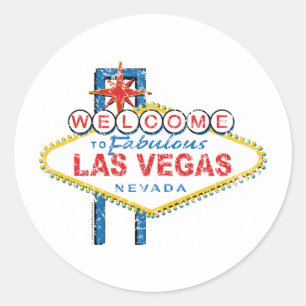 Pegatina Redonda Bienvenidos a Fabulous Las Vegas