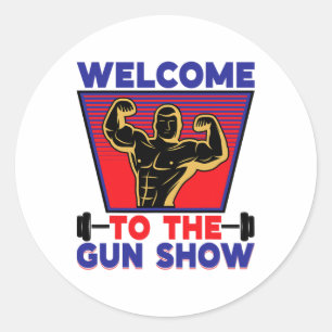 Pegatina Redonda Bienvenidos A Gun Show Fitness Y Bodybuilding