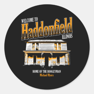 Pegatina Redonda Bienvenidos A Halloween A Haddonfield