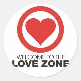 Pegatina Redonda Bienvenidos a la zona de amor