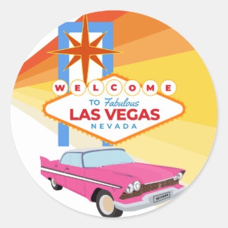 Pegatina Redonda Bienvenidos a Las Vegas