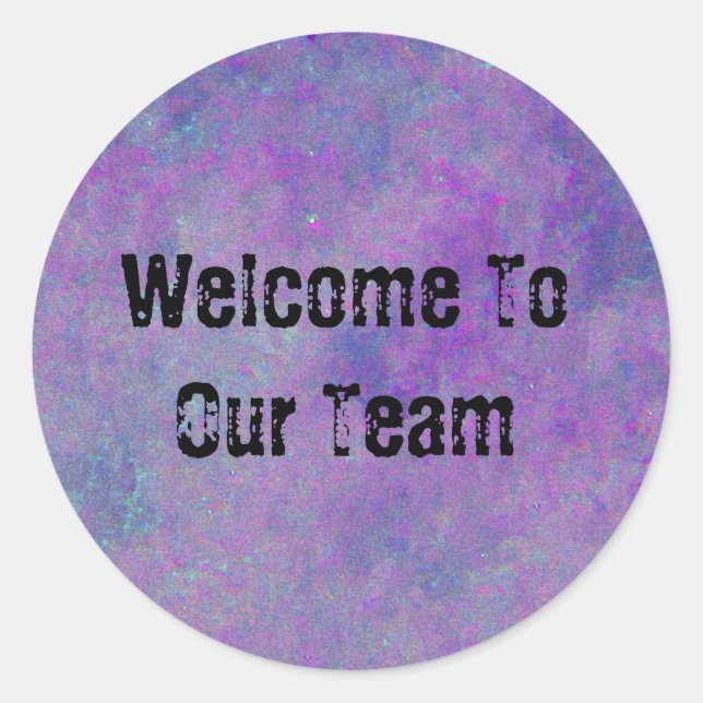 Pegatina Redonda Bienvenidos A Nuestro Empleado De Team Purple Work (Anverso)