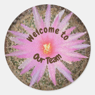 Pegatina Redonda Bienvenidos a nuestro equipo de cactus de mosaico