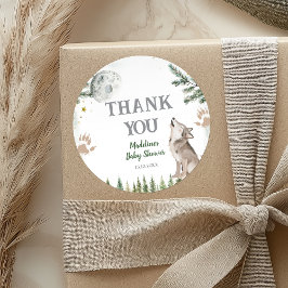 Pegatina Redonda Bienvenidos a The Pack Forest Wolf Gracias Pegatin