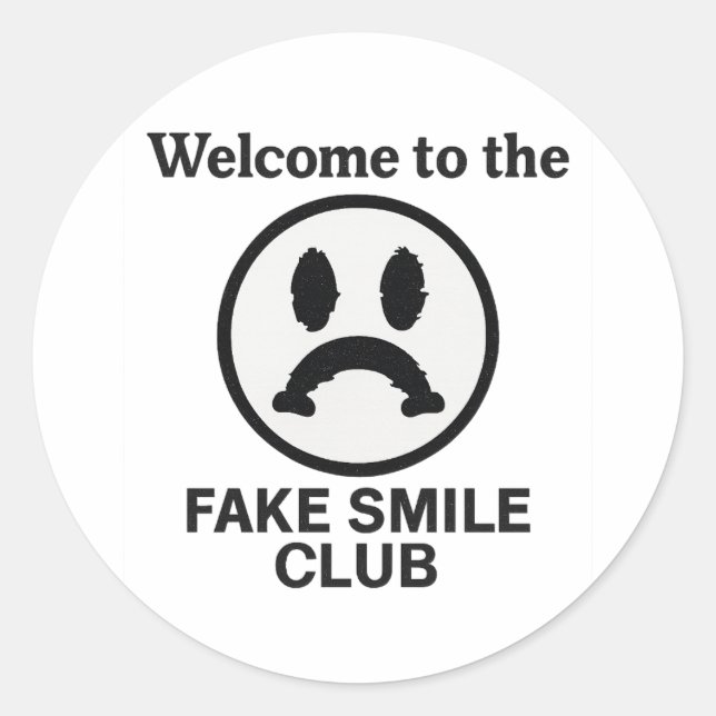 Pegatina Redonda Bienvenidos al Fake Smile Club - Sad Clown Aesthet (Anverso)