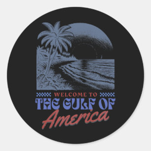 Pegatina Redonda Bienvenidos al Golfo de Estados Unidos: Trump ocul