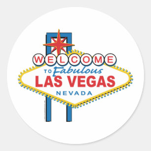 Pegatina Redonda Bienvenidos al Rótulo de Las Vegas