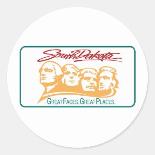 Pegatina Redonda Bienvenidos al Rótulo South Dakota - USA Road