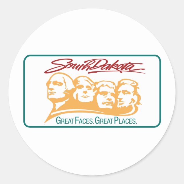 Pegatina Redonda Bienvenidos al Rótulo South Dakota - USA Road (Anverso)