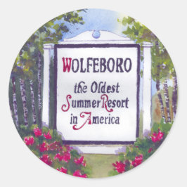 Pegatina Redonda Bienvenidos al Rótulo Wolfeboro NH