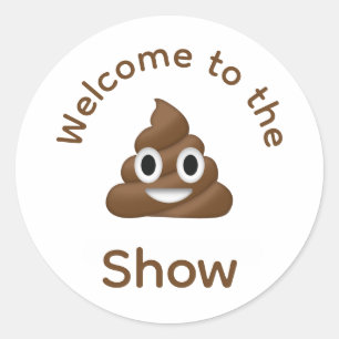 Pegatina Redonda Bienvenidos al show de Emoji Poo Funny