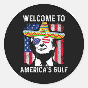 Pegatina Redonda Bienvenidos retro a la divertida situación de Trum