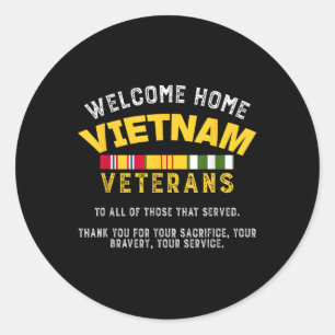 Pegatina Redonda Bienvenidos Veteranos De Vietnam - Viejo Viejo Vie