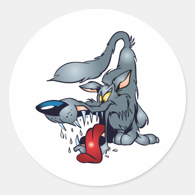 Pegatina Redonda Big Bad Wolf (Anverso)
