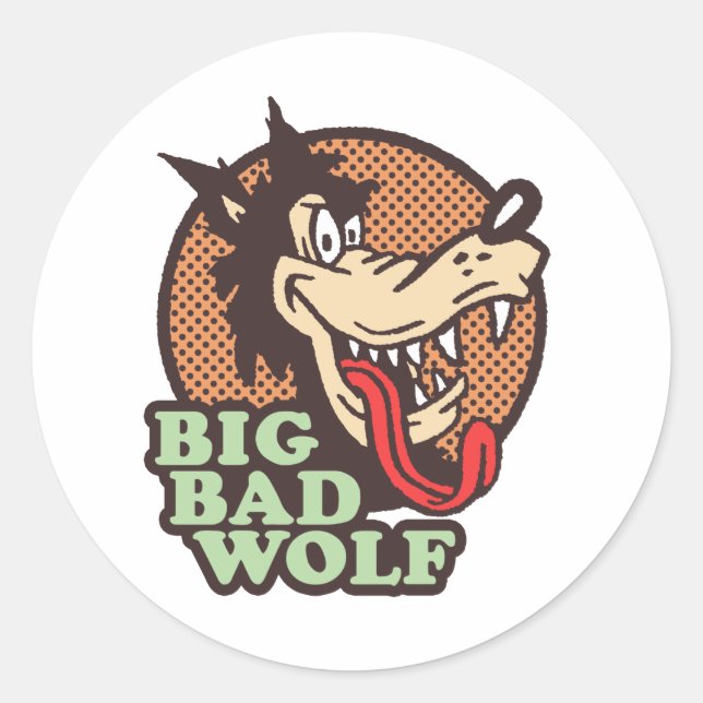 Pegatina Redonda Big Bad Wolf (Anverso)