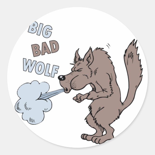 Pegatina Redonda Big Bad Wolf (Anverso)