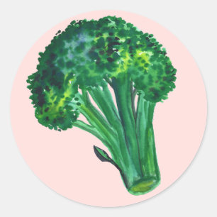 Pegatina Redonda Big Beautiful Broccoli Pink