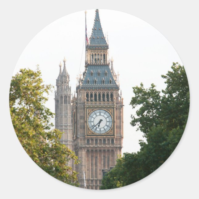 Pegatina Redonda Big Ben London Inglaterra (Anverso)