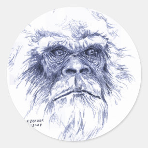 Pegatina Redonda Big Blue Sasquatch