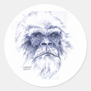 Pegatina Redonda Big Blue Sasquatch