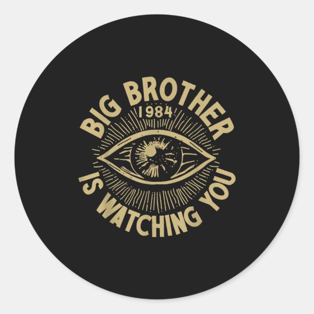 Pegatina Redonda Big Brother Is Watching You  (Anverso)
