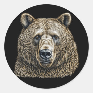Pegatina Redonda Big Brown Bear