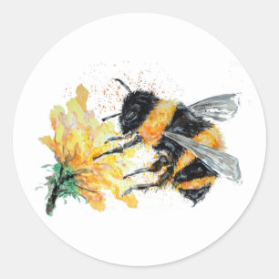 Pegatina Redonda Big Bumble Bee Colección de Polen