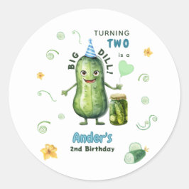 Pegatina Redonda Big Dill Pickle Boy Birthday Any Age
