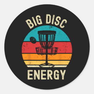 Pegatina Redonda Big Disk Energy Funny Retro Vintage Disc Golf Love