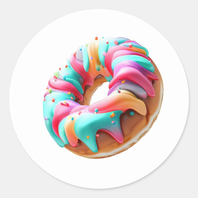 Pegatina Redonda Big Donut Cute (Anverso)