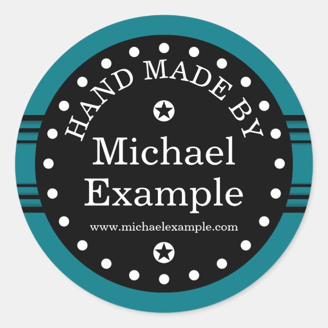 Pegatina Redonda Big Dot & Stripes negro + tu trasero. e ideas (Anverso)