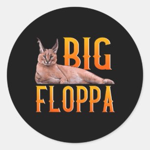 Pegatina Redonda Big Floppa Meme lindo gato caracal