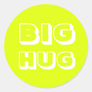Pegatina Redonda Big Hug, blanco de caracter