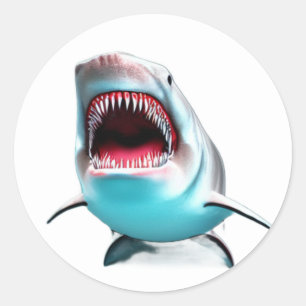 Pegatina Redonda Big Jaws Shark