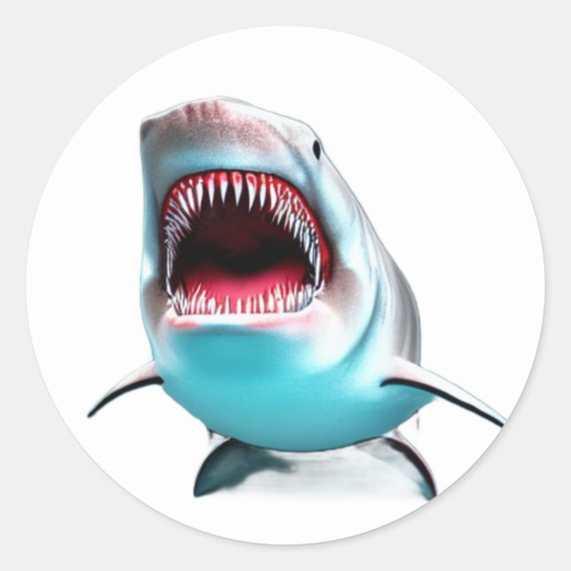 Pegatina Redonda Big Jaws Shark (Anverso)