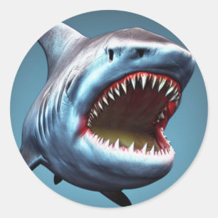 Pegatina Redonda Big Jaws Shark